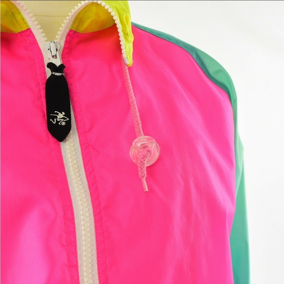80s Vintage Women’s Neon Barbiecore Windbreaker Jacket - Picture 2 of 5